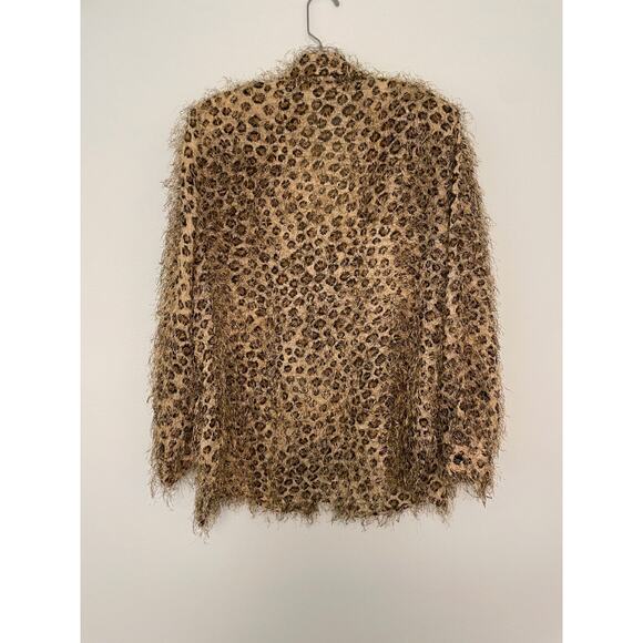 Vintage Womens Blazer Jacket Size Large Leopard Print Fuzzy Mob Wife 90s Y2K - Picture 4 of 8